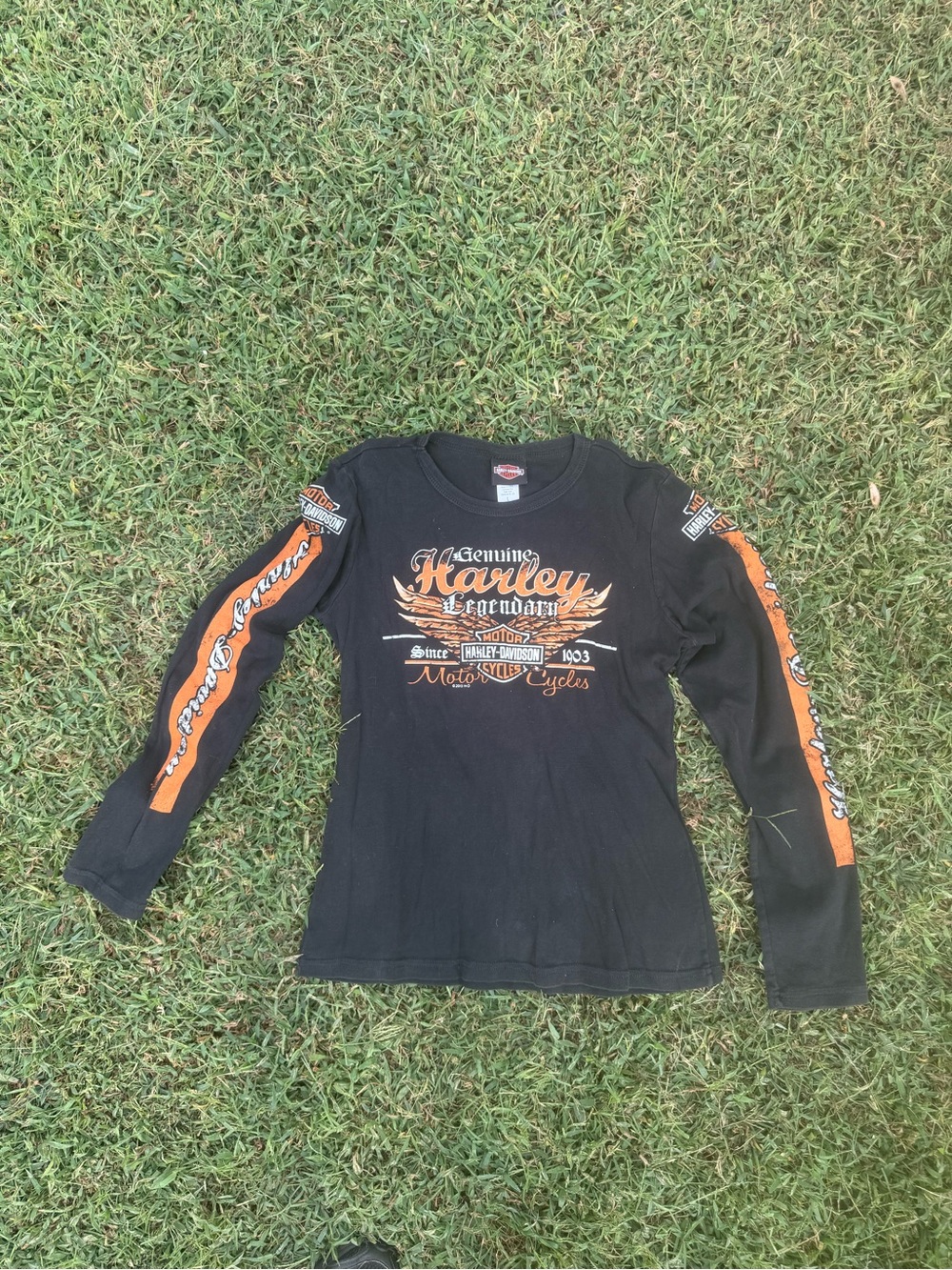 Harley-Davidson Black & Orange Long-Sleeve Logo Tee